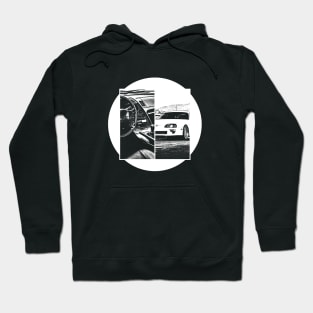 TOYOTA SUPRA MK4 Black 'N White 5 (Black Version) Hoodie